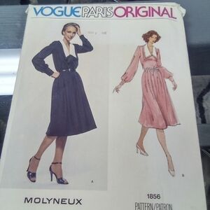 Vogue Sewing Pattern 1856 Women's Dress Size 10 Molyneux Uncut